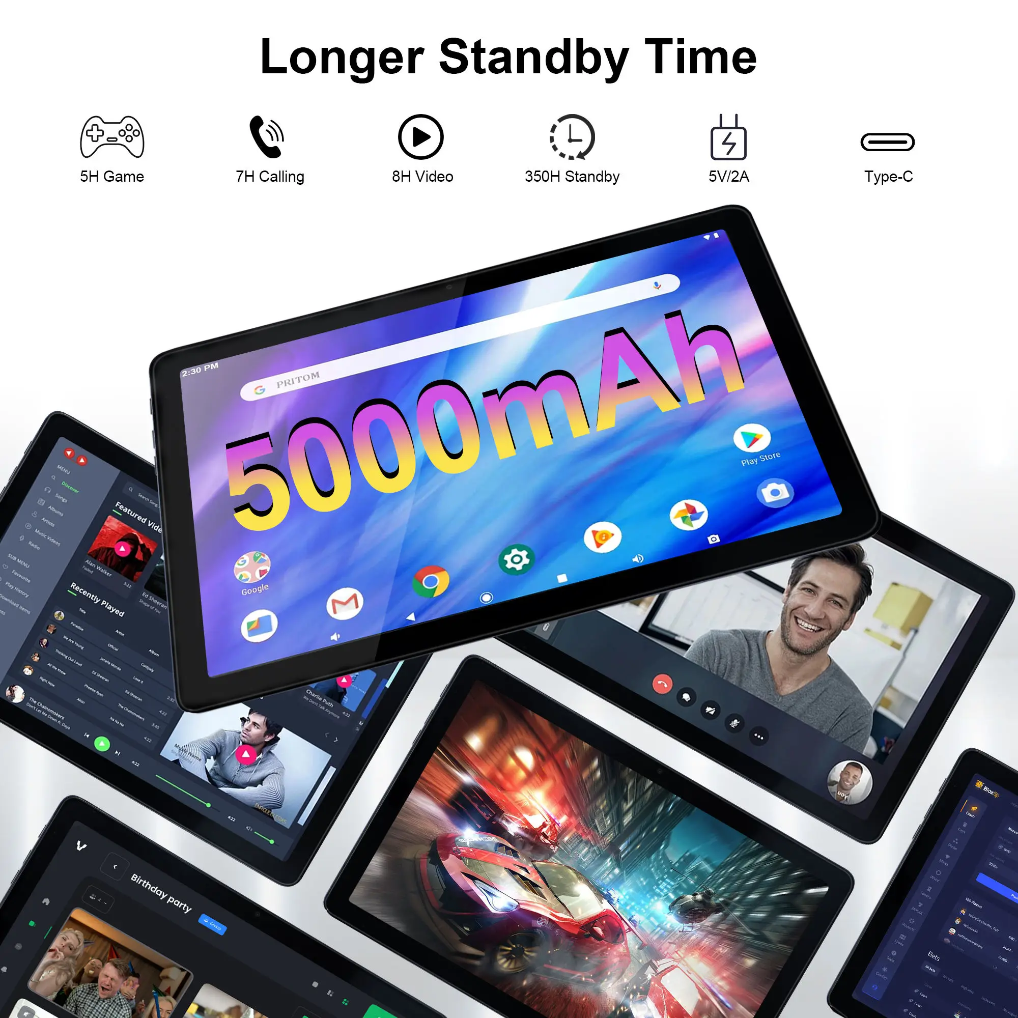 Versión Global 10,1 pulgadas totalmente metálico Android Tablet Pc resistente 4GB RAM 128GB ROM Wifi 6 5000mAh nuevas almohadillas educativas Tanlet