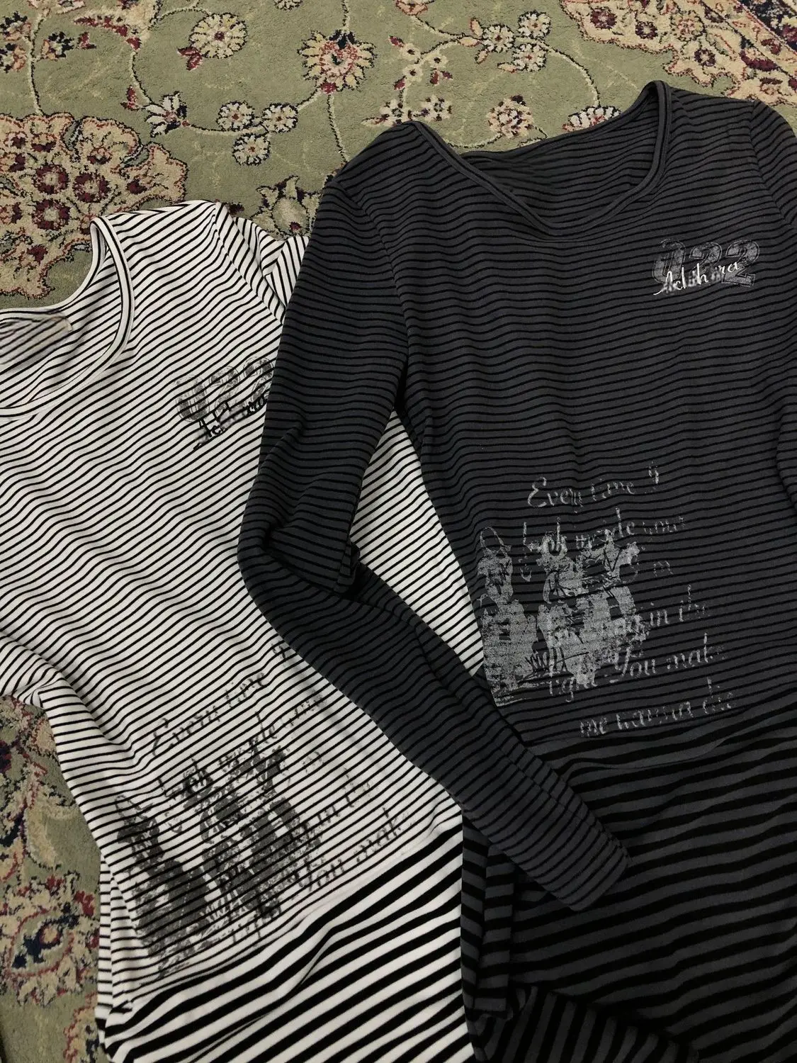 Y2k ثقافة فرعية فستان طويل الأكمام فاسق نمط جزء فستان المرأة عادية مخطط طباعة الحلو فتاة اليابانية تي شيرت على طراز هاراجوكو الخريف