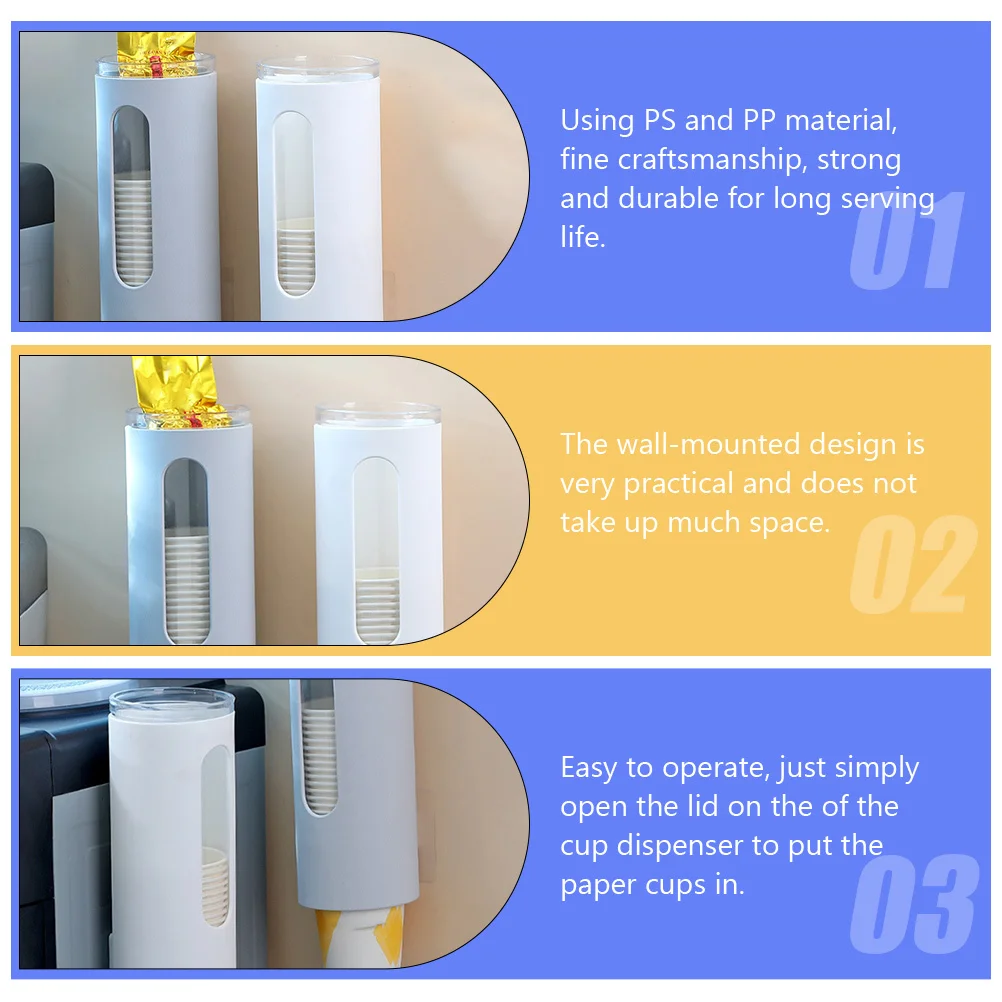 

Plastic Disposable Cup Dispenser Automatic Wall Hanging Paper Cup Organizer Holder for Cafes Office Kitchen Balcony Use