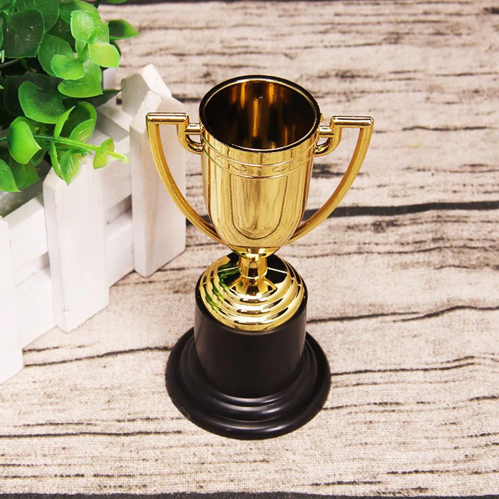 

3 pcs Plastic Golden Durable For Sports Competitions Prizes Medal Reward Cup Plastic Award Trophy Golden Award Trophy Cup
