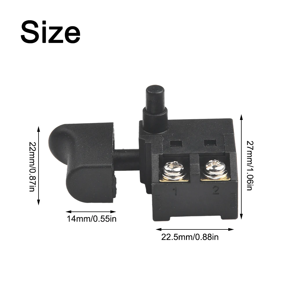 Button Electric Drill Switch Speed Lock On Marble Machine Planer Plastic Regulating SPST Type Self Rest 250V Black