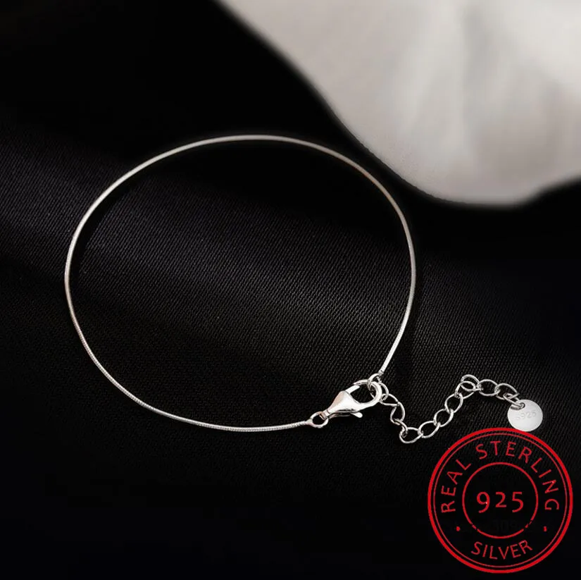 Bracelet à breloques minimaliste pour femme, argent regardé 925 véritable, fin, salle Sophia, fête de mariage, cadeau de bijoux, mode