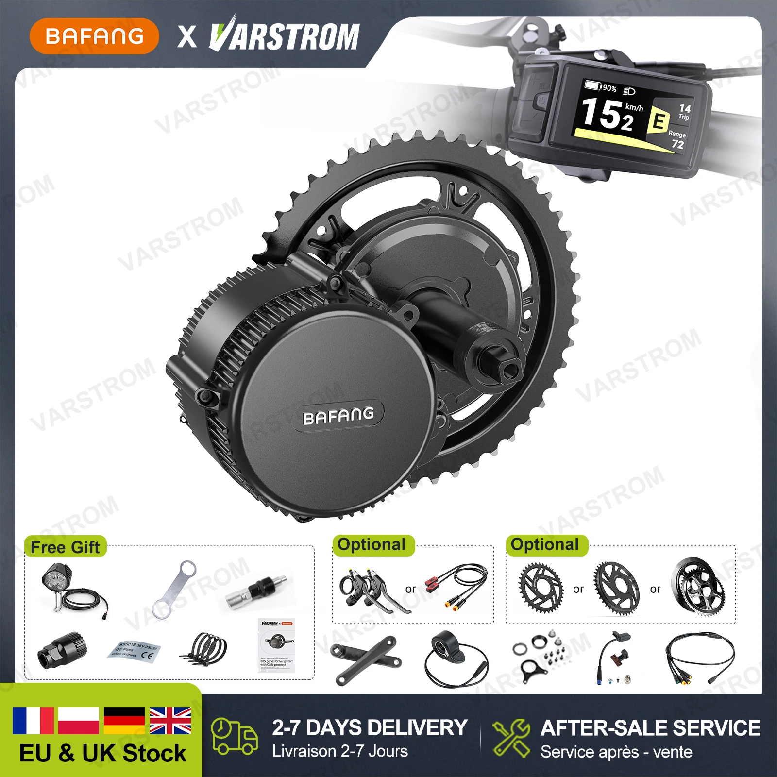 

BBS02B BAFANG 500W Mid Drive Motor 36V EBike Conversion kits 36T 42T 44T 8Fun BBS02 Engine Electric Bike Parts with LCD Display