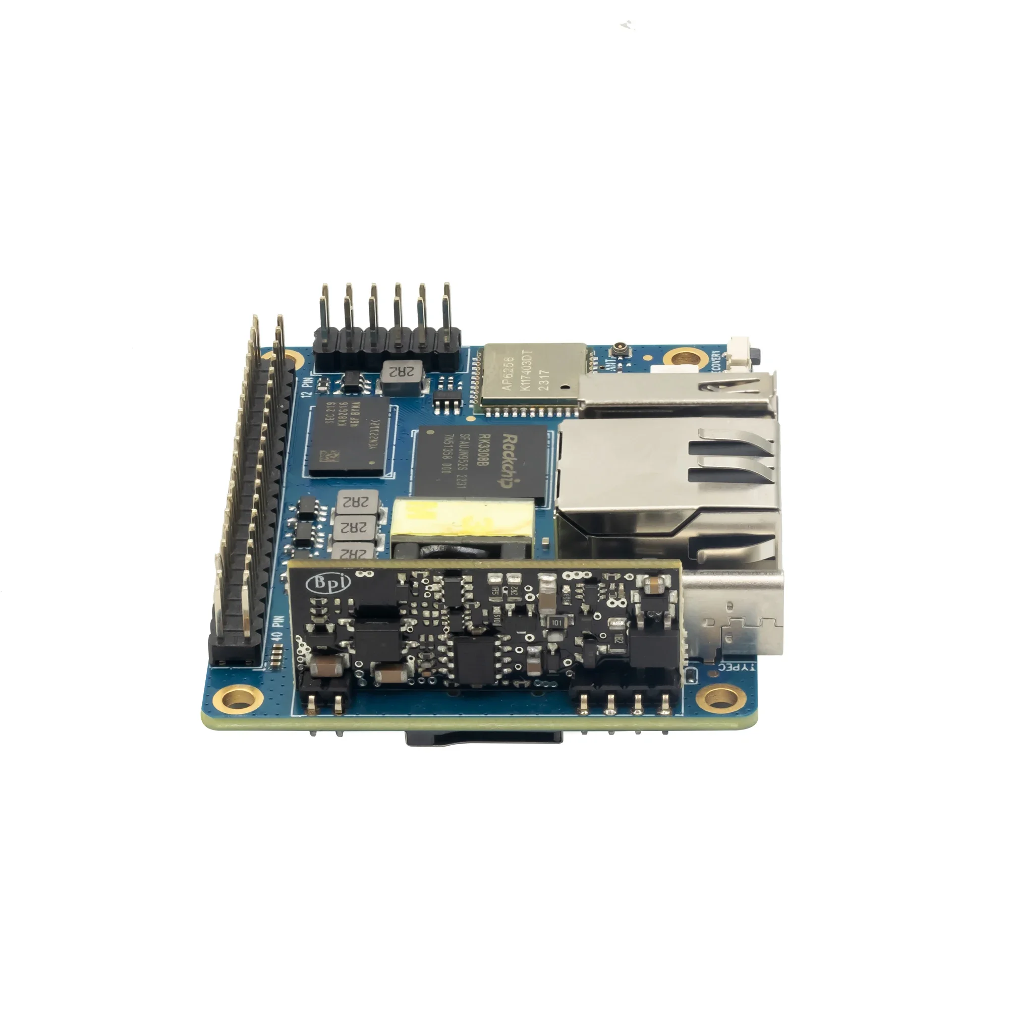 Banana Pi P2 PRO Rockchip RK3308 64bits brazo de cuatro núcleos Cortex-A35 con módulo POE 512M DDR3 8G eMMC compatible con WiFi Bluetooth