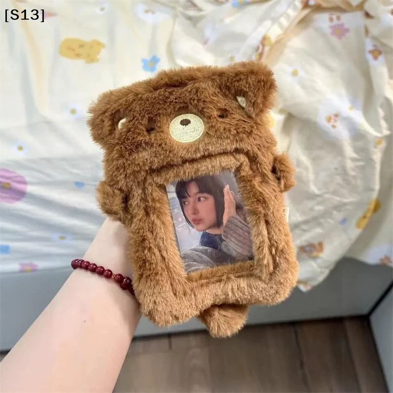 Bear Plush Card Holder Idol Photo Display Card Case Keychain Pendants Bag Ornaments Girly Backpack Charm Kids Birthday Gift[Q]