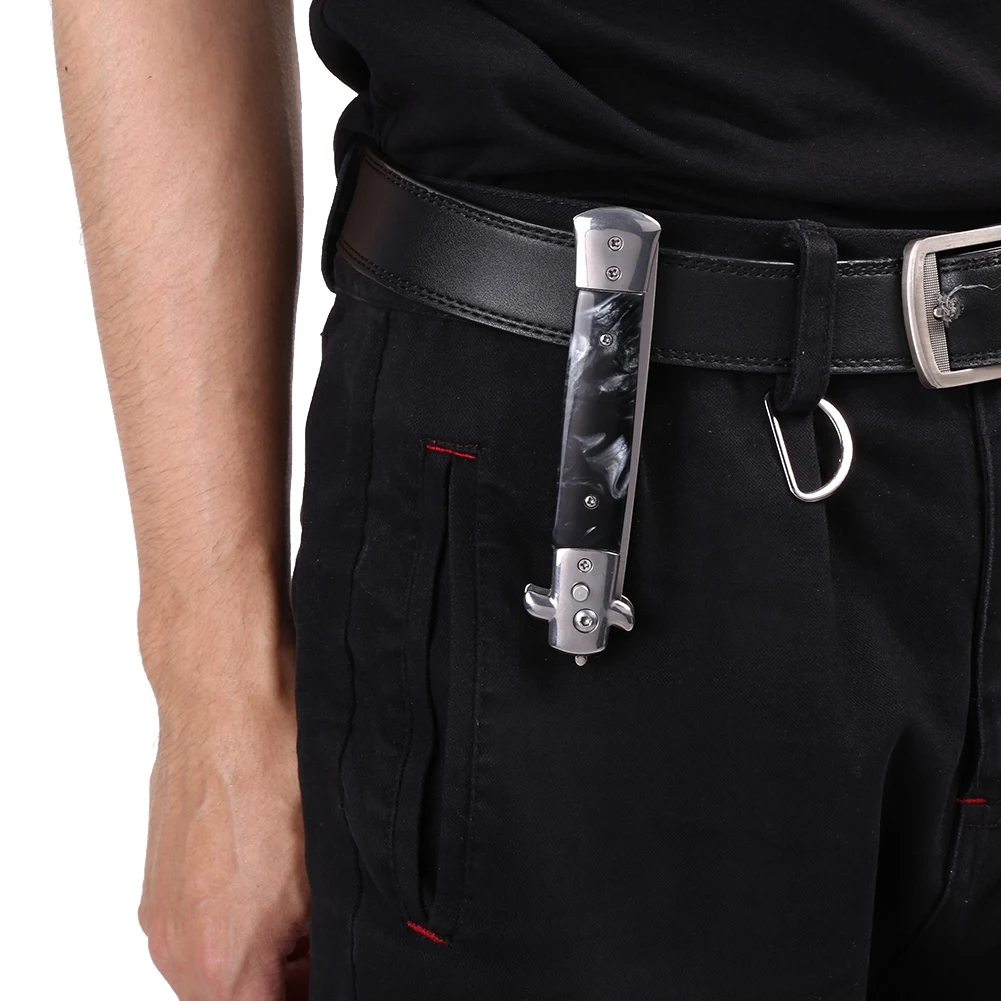 Messer Kamm Klapp Kamm 3 Farben Edelstahl Switchblade Feder Öl Haar Kamm Faltbare Haarstyling Pinsel – Detail 2
