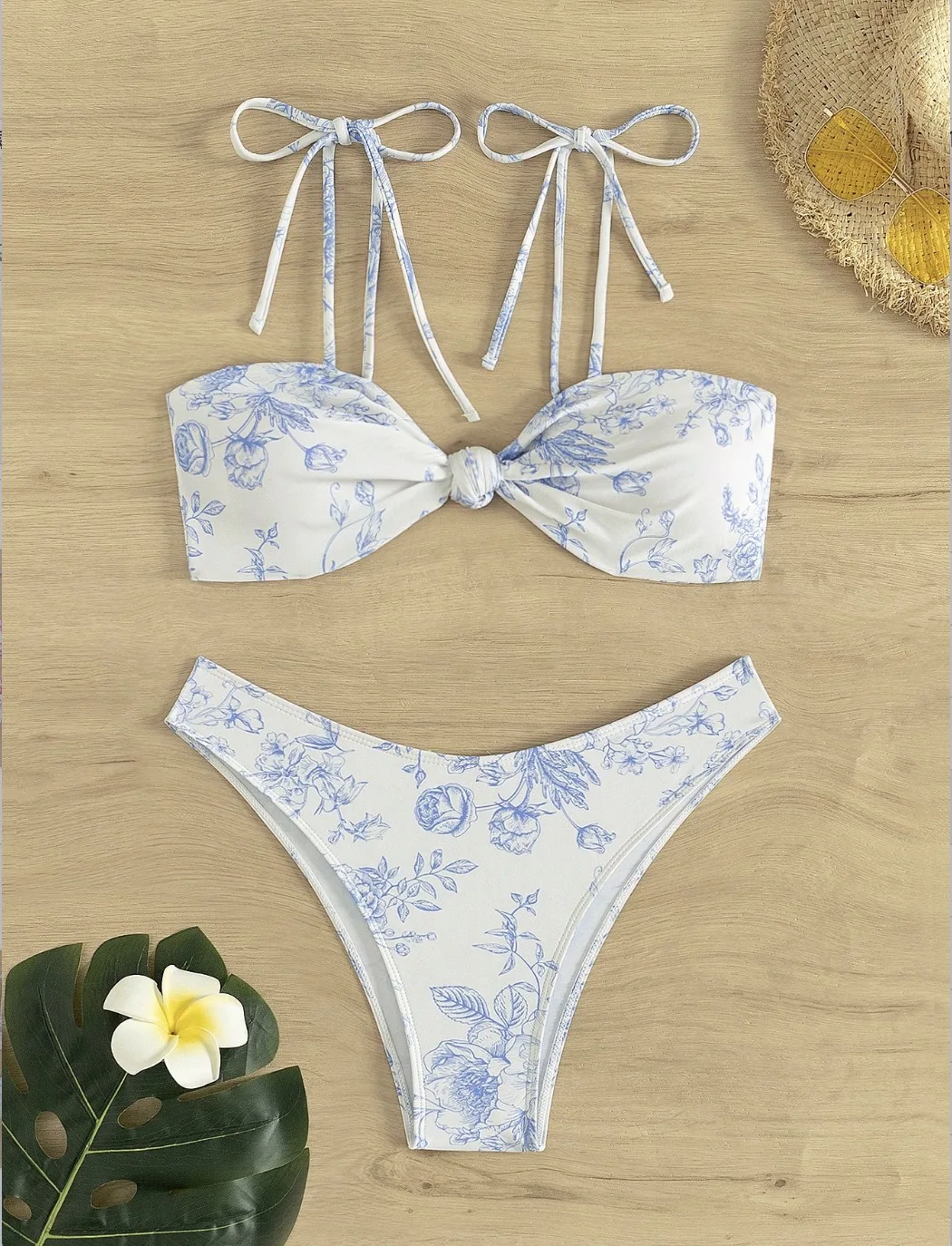 

Women Two Piece Swimsuit - Knot Twist Bikini Set