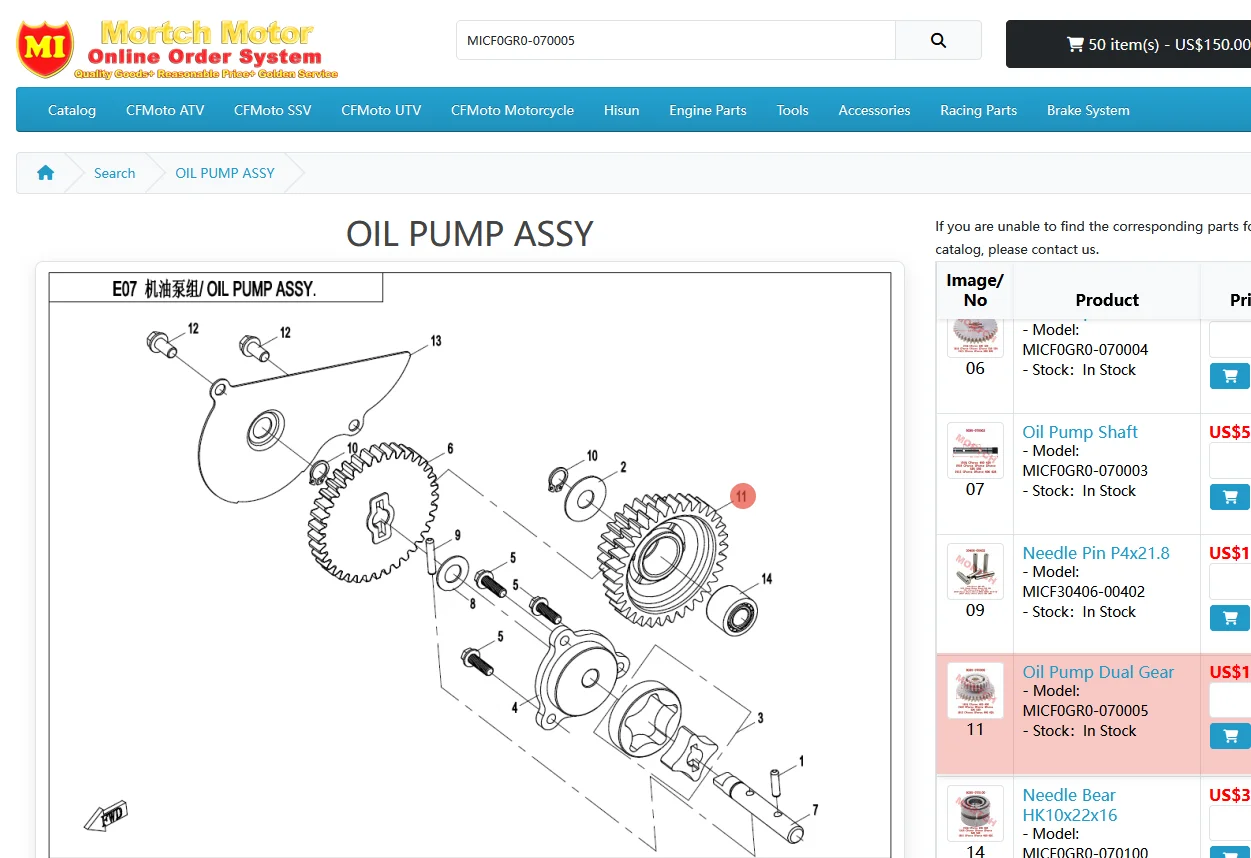 

Oil Pump Dual Gear For CFmoto CForce UForce ZForce 191Q 400cc CF450 CF500AU 550cc 191R U550 X550 Z550 191S 600cc 0GR0-070005