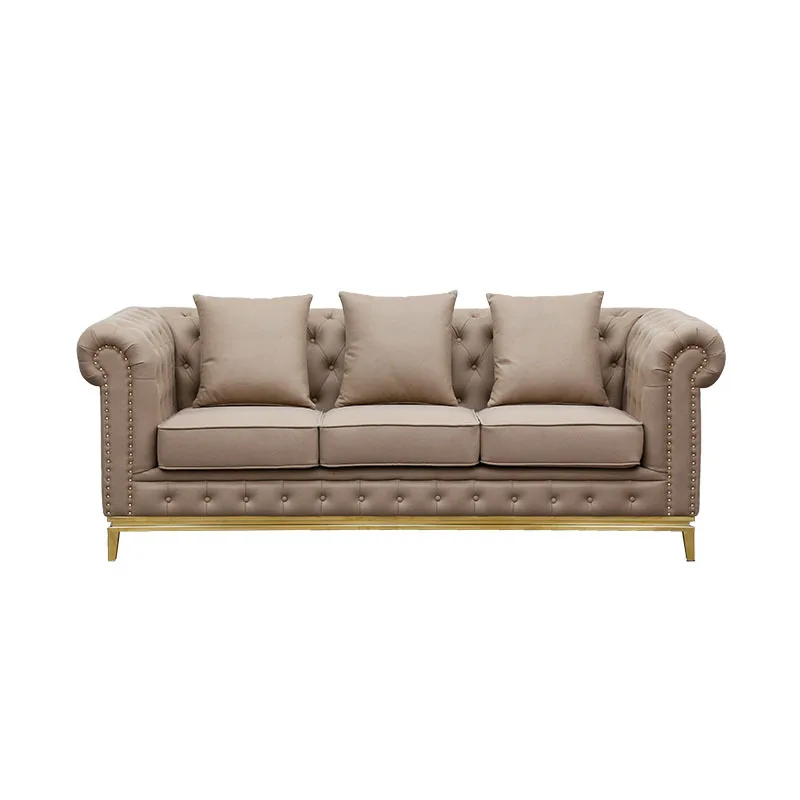 

for Modern Stainless Steel Leg Living Room Sofa Set Velvet Tufted Button Couch Loveseat Sofa for Home Hotel Furniture