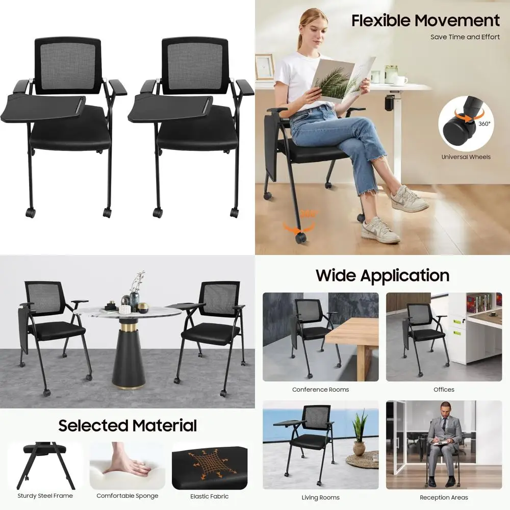 

Эргономичные складные офисные стулья со столешницей и колесиками, высокопрочные, для конференций и образовательных учреждений