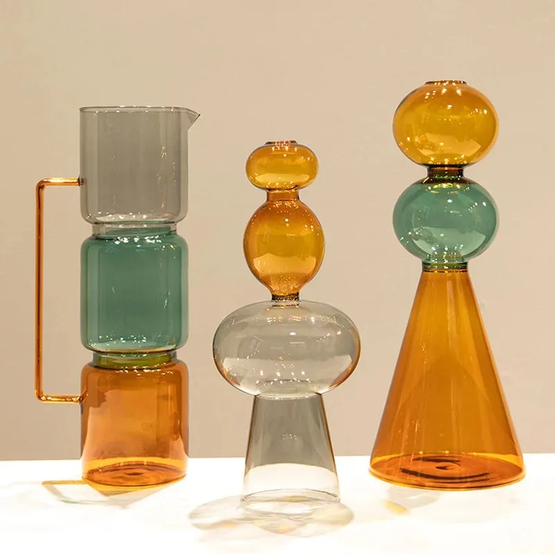 Vas transparan kaca dua lapis kreatif kaca patri sederhana Eropa