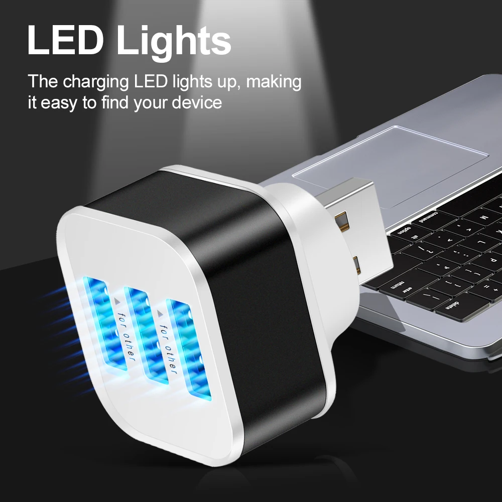 3 منافذ USB 3 في 1 2.0 متعددة واجهة موسع ملحقات إلكترونيات السيارات آيفون سامسونج شاومي هواوي الكمبيوتر المحمول سيارة
