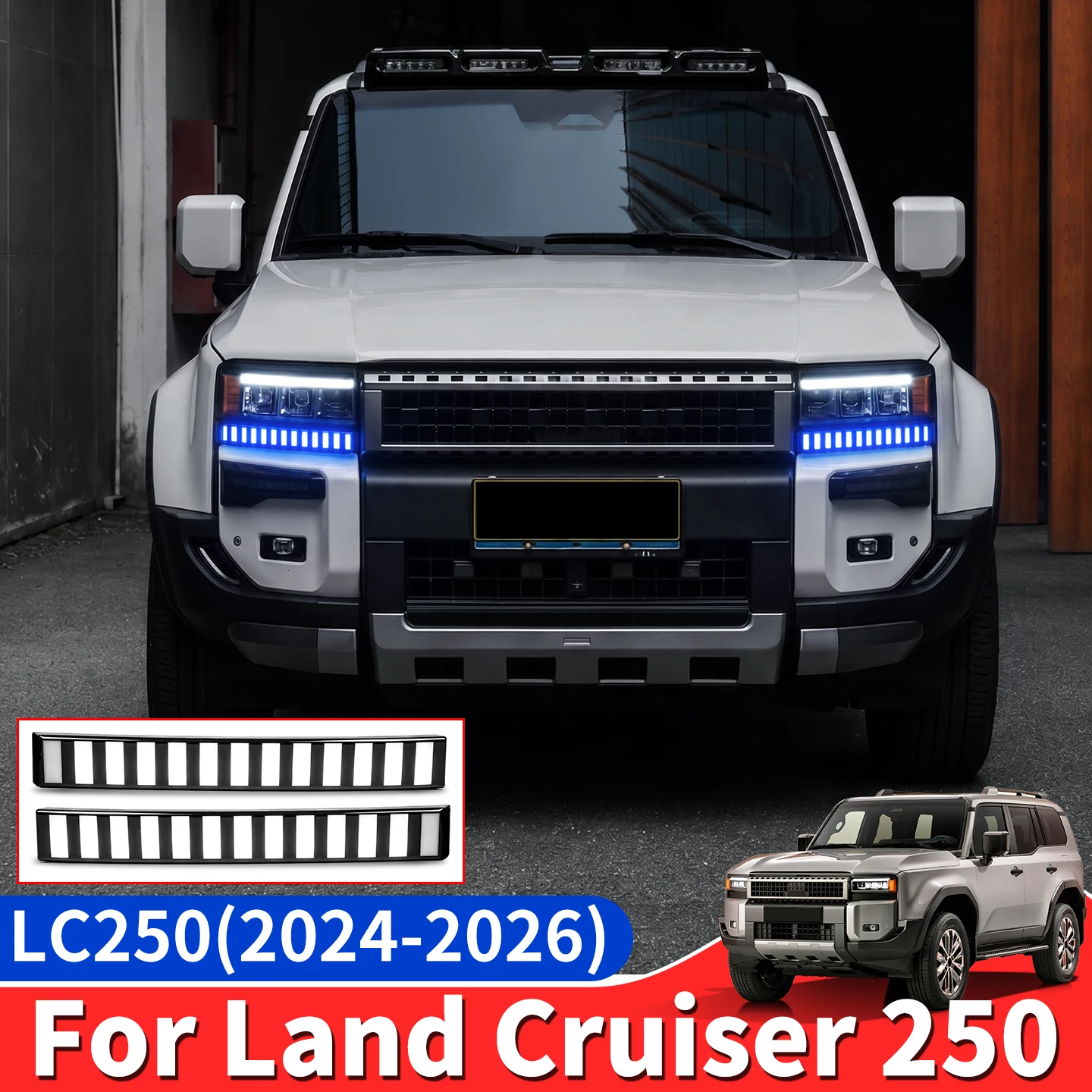 For Toyota Land Cruiser Prado 250 LC250 FJ250 J250 1958 2024-2027 Daytime Running Light Under Headlight DRL Upgrade Kit