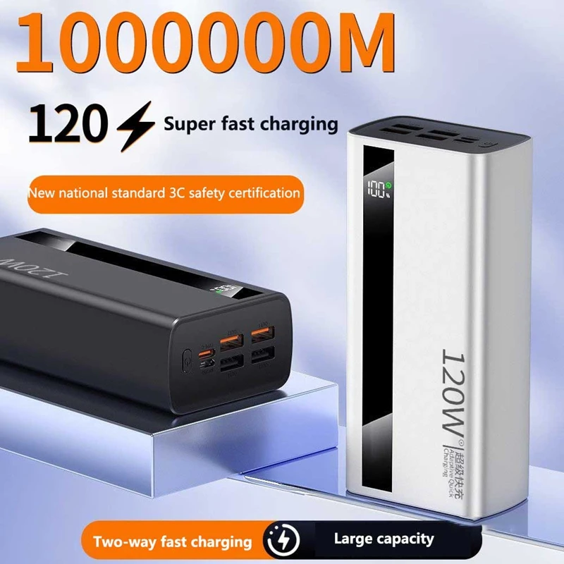6in1 100000mAh 120W Schnellladung Power Bank mit großer Kapazität Digitalanzeige Mobile Power Bank für Xiaomi Huawei iPhone 17Promax