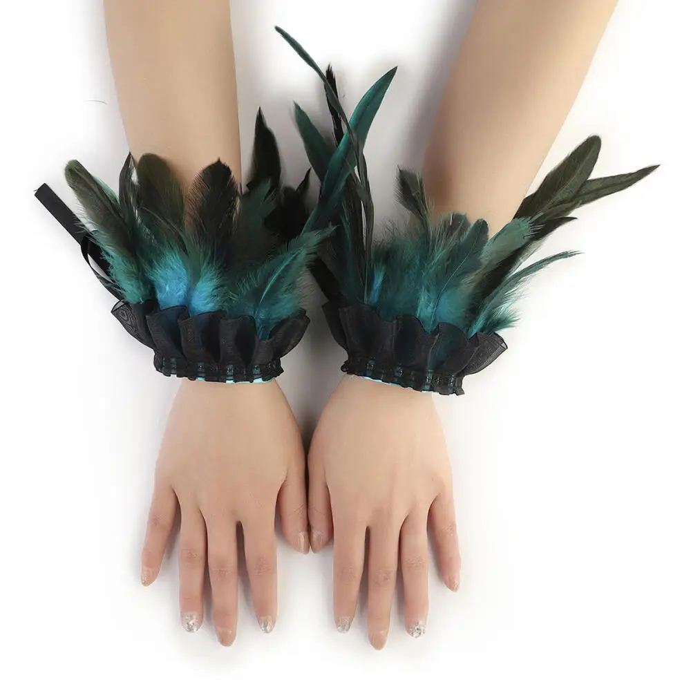 Eather Bracelet Halloween Performance Ball Lace Feather Bracelet Gothic Style Feather Wrist Accessories