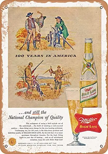 Metal Sign - 1955 Miller Beer and 100 Years of Hunting - Vintage Look