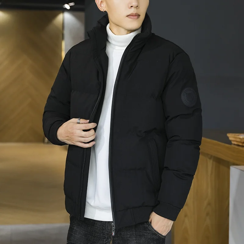 

Мужская утепленная хлопковая куртка: зимняя теплая верхняя одежда, модный бренд, молодежный повседневный свободный крой, полиэстер