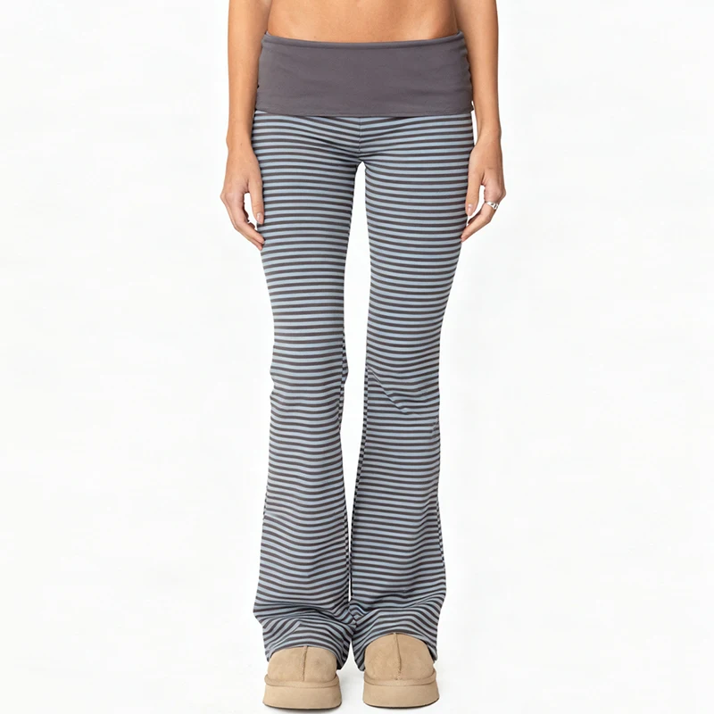 سراويل اليوغا النسائية للفتيات سراويل مخططة غير رسمية فوق الخصر المنخفض سراويل مضيئة أنيقة للخروج سراويل ركض للياقة البدنية #3