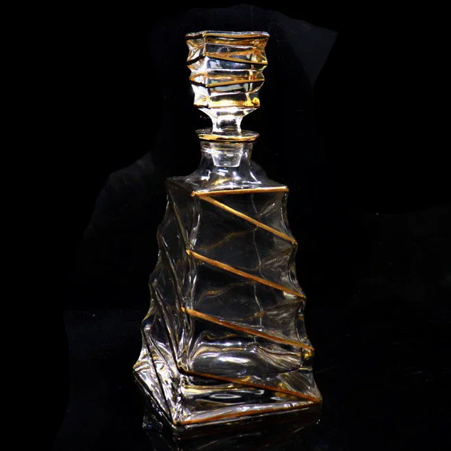 

Хрустальное стекло графин для красного вина зарубежный кувшин для вина рисунок золотой линии бутылка для виски дозатор ликера кувшин для вина