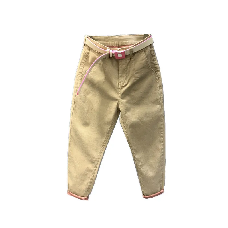 Spring Autumn New Korea Fashion Women High Waist Loose Casual Ankle-length Pants Cotton Denim Harem Pants Top quality