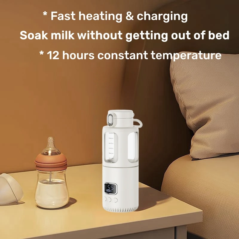 Wireless Bottle Warmer For Baby Milk USB Charge 10000/18000mAh FastHeating Temperature Adjustable&Display Portable Bottle Heater