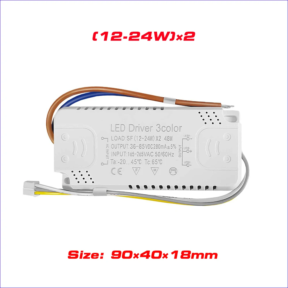 LED Driver 12-80W SMD PCB light Ceiling Power Supply 3 color 3Pin lighting Transformers Input AC220V