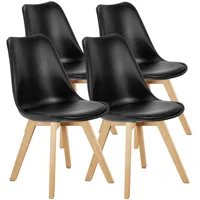 JHK PU Leather Dining Chairs Set of 4 Wooden Legs Lounge Chair for Home Kitchen Comfortable Sponge Cushion Living Room Chair 6