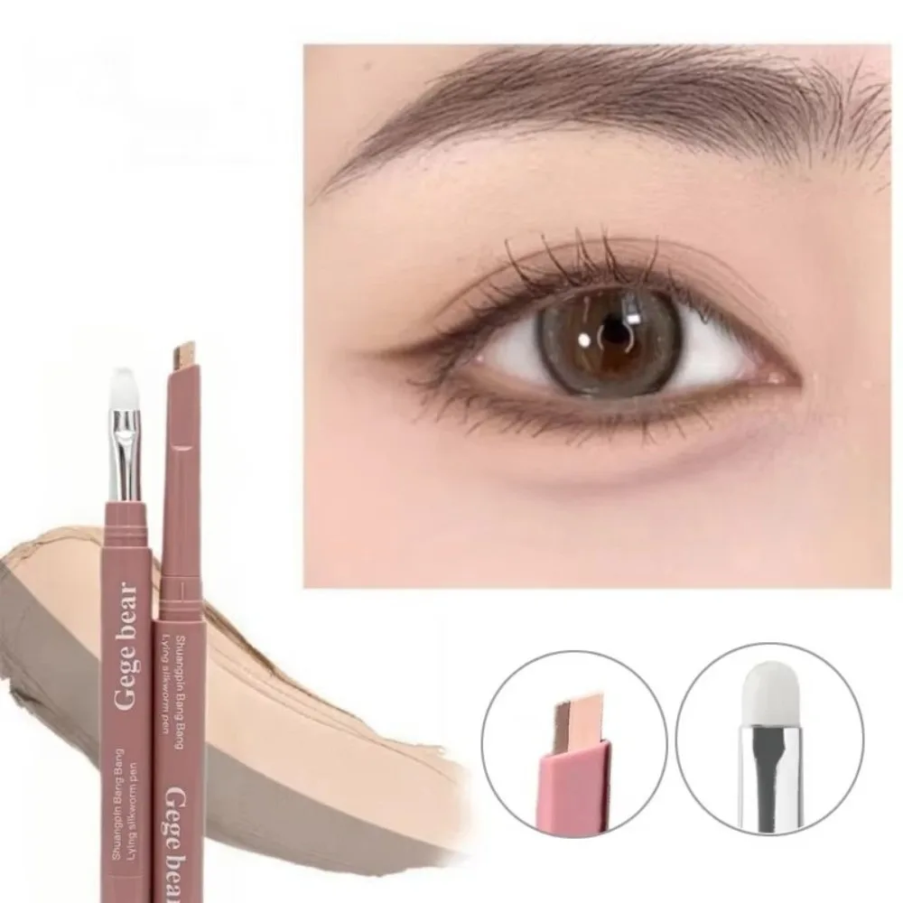 Matita baco da seta sdraiata a doppia estremità 2 in1 Ombretto per palpebra inferiore nuda con pennello per dettagli Eyeliner Stick per trucco Trucco rapido
