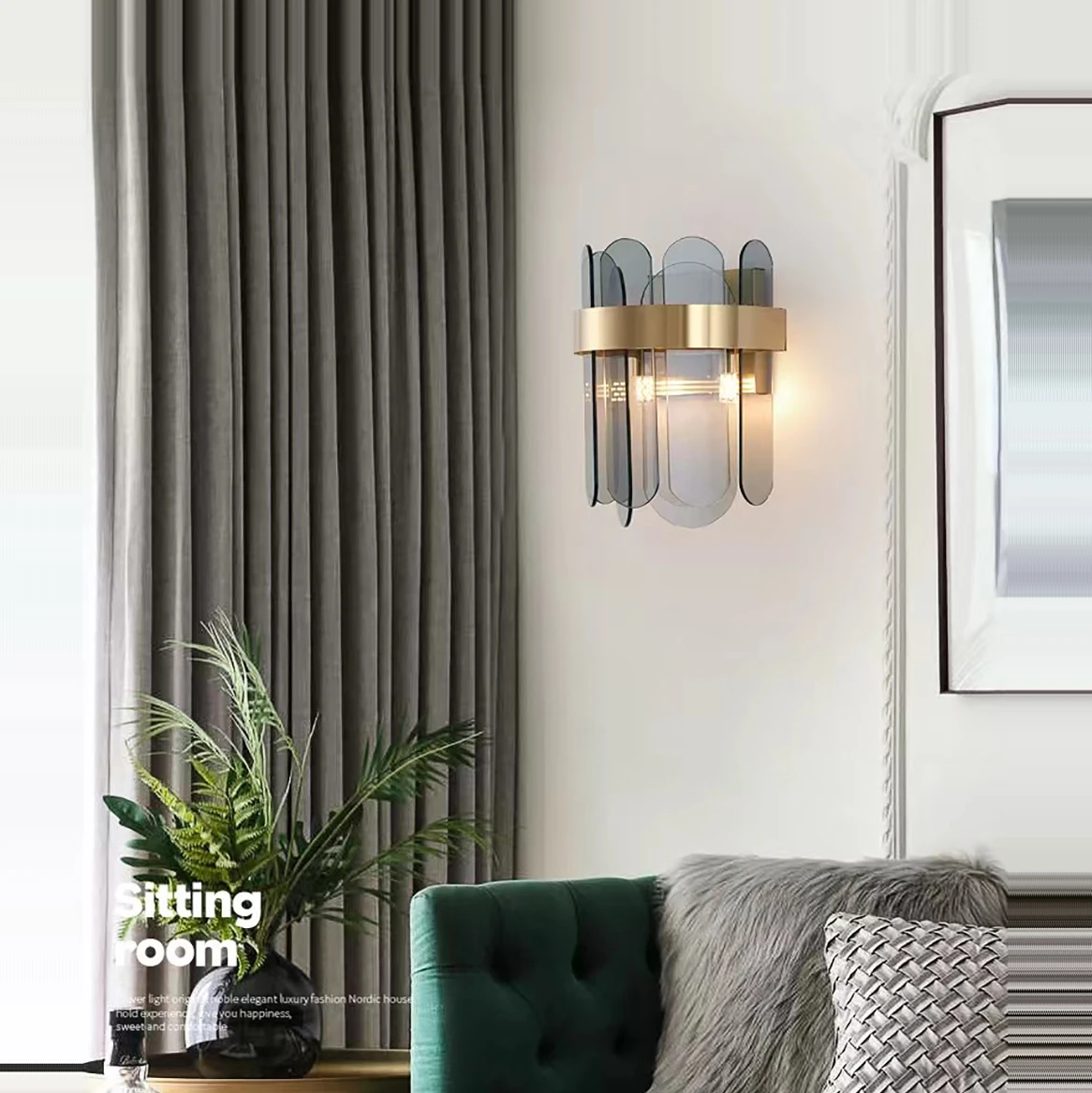 Gray Clear Glass Wall Lamp Home-appliance Aisle Background Decoration Light Fixture Sconce Lamps