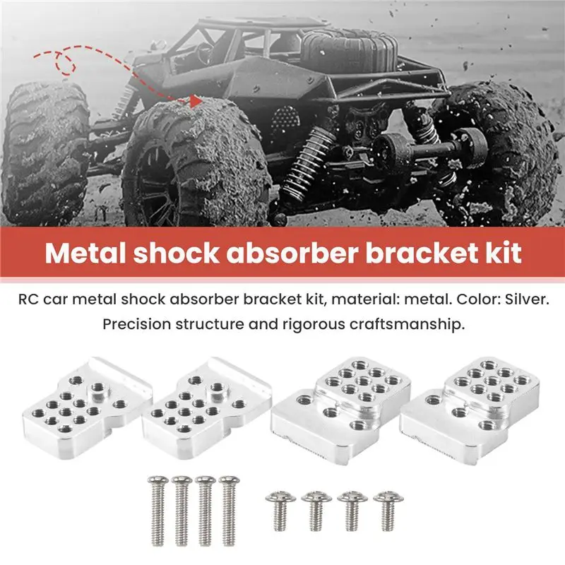 A63T-4Pcs RC Car Metal Shock Tower Bracket Kits Shock Sbsorbers Extension Seatfor 1/16 WPL C-14/C-14K/C-24/C-24K Truck Off Road