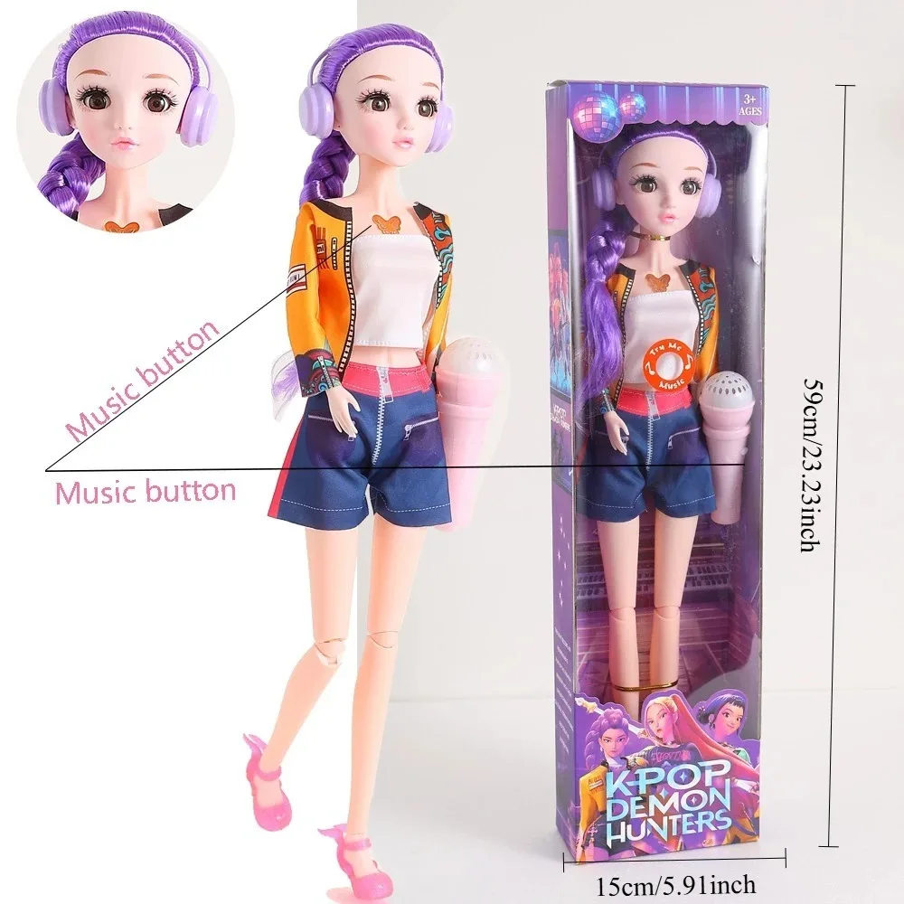 iant 59cm MusicalArticulated Plastic DolsIKpop Demon Hunters RumiNiraZoey Winking EyesPrincess DIY Gifts