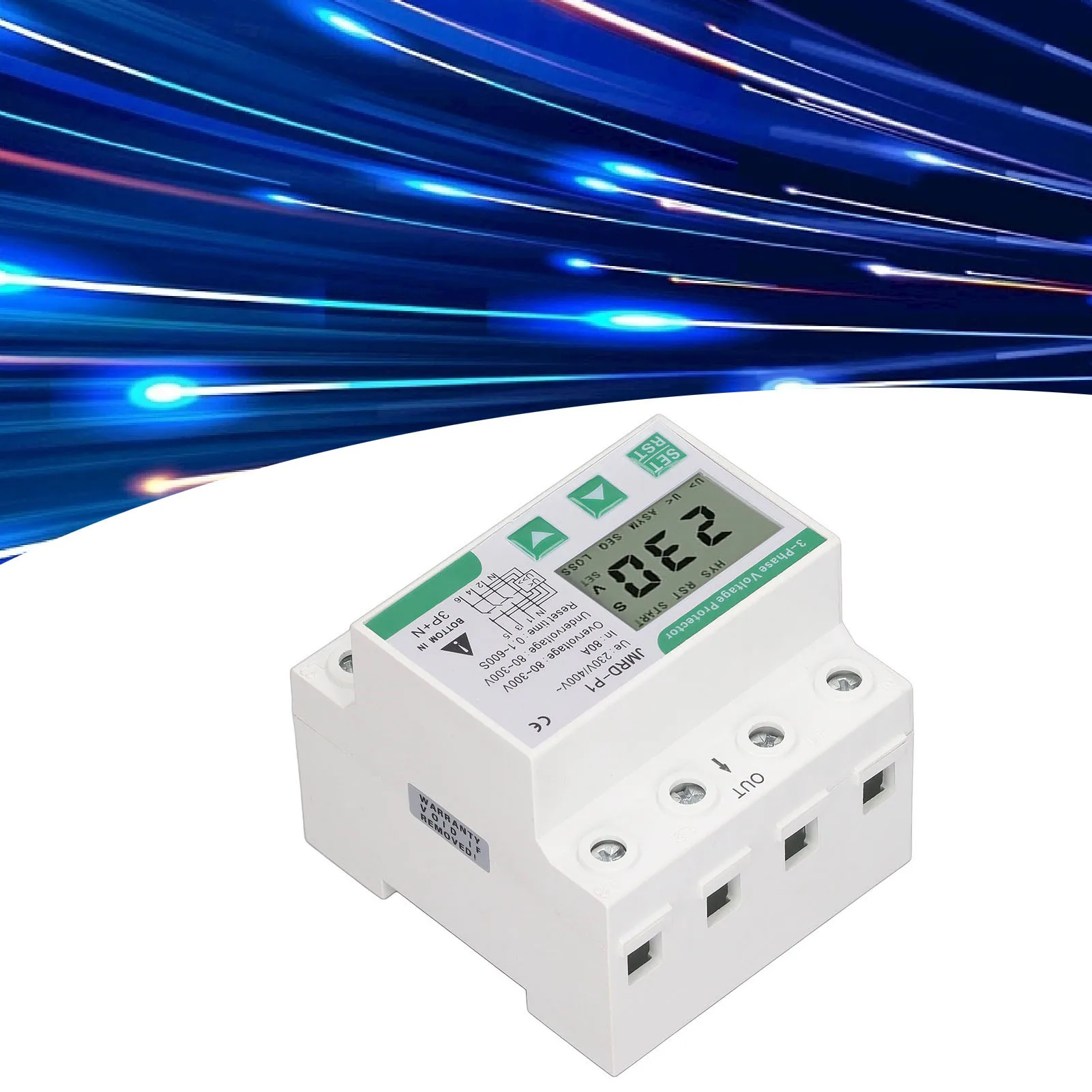 Over Under Voltage Protector Voltage Protective Device AC230 400V 80A Upper In Lower Out Line for Electrical Application