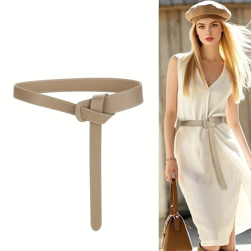 

Женский кожаный ремень с завязками, модные ремни из воловьей кожи с верхним зерном, пояс для платьев, пальто, джинсовые аксессуары для джинсов