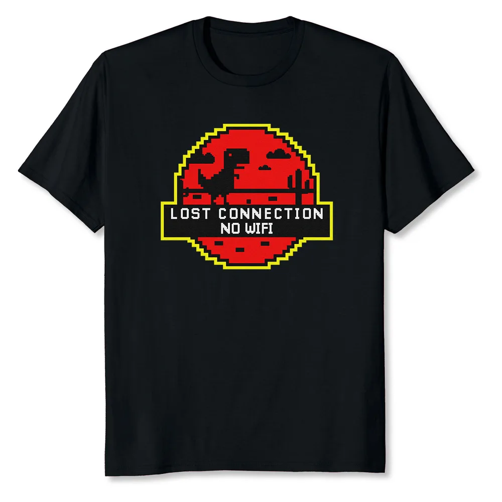 Lost Connection No Wifi Humor Dinosaur T-Shirt For Men Clothing Women Tees Y2K Tops Unisex Summer Short Sleeve