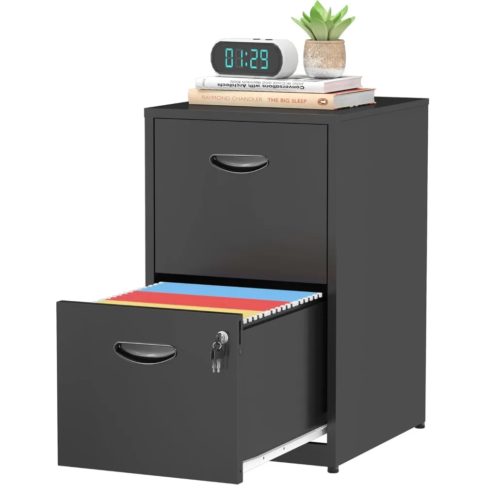 

2 Drawer File Cabinet with Lock,Black Small Filing Cabinet for Home Office, Metal Vertical File Under Desk Cabinets for A4/Lette