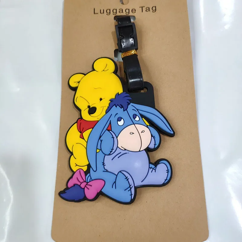 น่ารัก Disney Anime Winnie Pooh แท็กกระเป๋าเดินทางกระเป๋าเดินทาง ID ที่อยู่ผู้ถือ Baggage Boarding Tags แบบพกพาป้าย