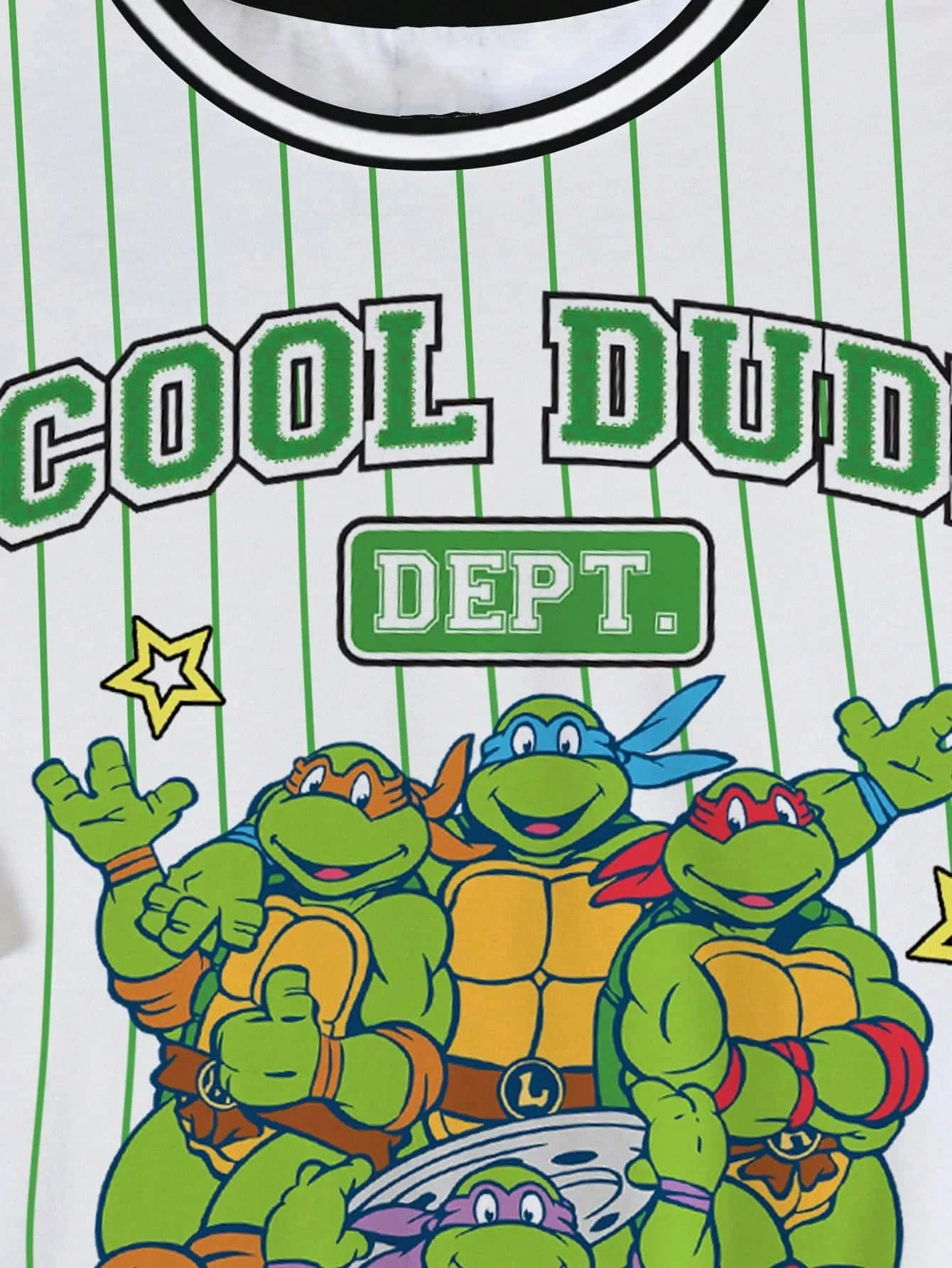 Classic Ninja Turtles Four Brothers Cartoon Printed Baseball Style T-shirt Striped Loose Men's and Women's Sports Short Sleeves - view 3