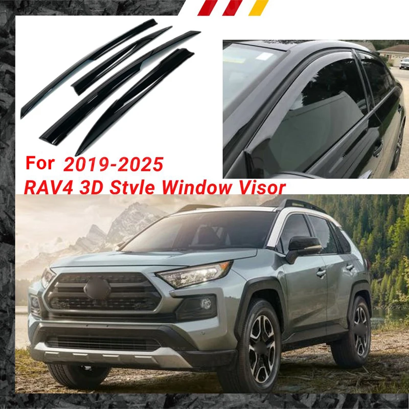 

Для Toyota RAV4 2019-2025: Ветровики (дефлекторы окон) в стиле Mugen JDM 3D Wavy, защита от дождя