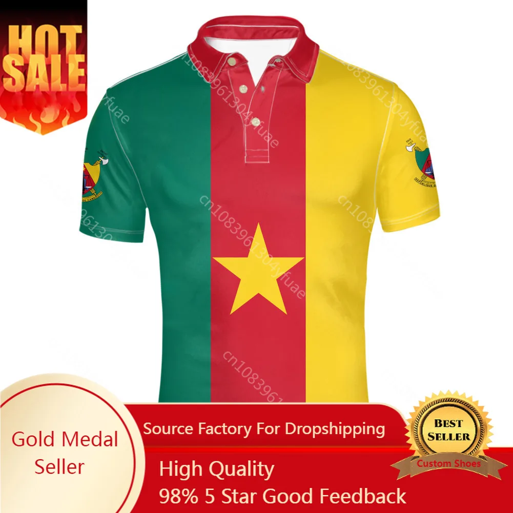 

Cameroon Free Custom Name Number Logo Country Lapel T Shirt Nation Flag Cameroun Cameroonian Cm French Print Photo Clothes