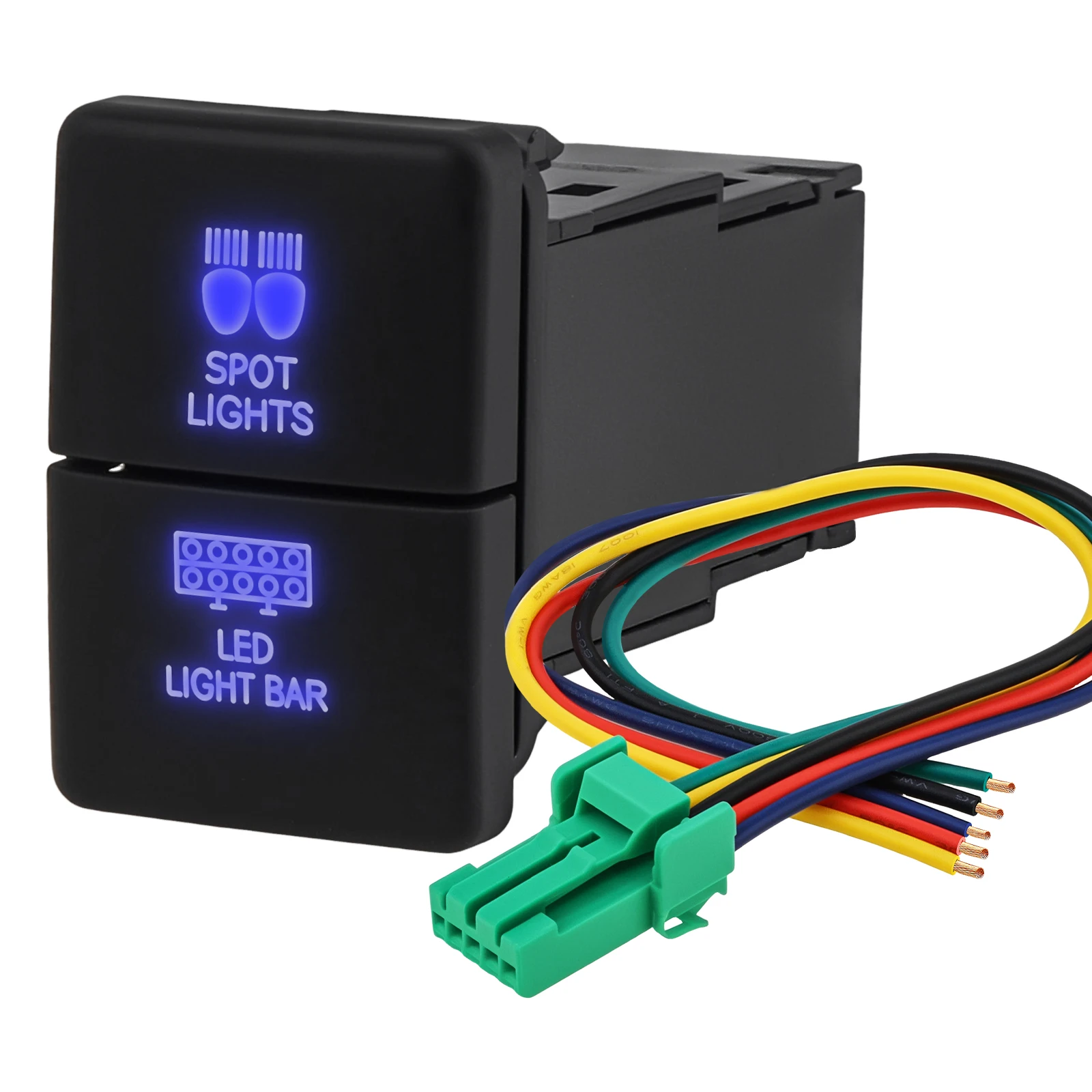 

Waterproof Dual Push Button Switch Fit for Toyota Prado Prado Landcruiser RAV4 Hilux with Connector Wire Kit 12V Start Switch