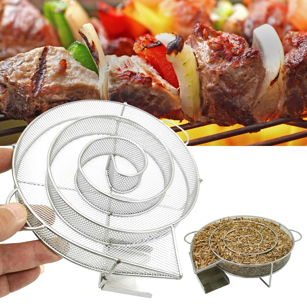 

Round Cold Smoke Generator Stainless Steel BBQ Tool Hot and Cold Smoking on BBQ Grill and Smoker for Salmon Cheese Pork Burn