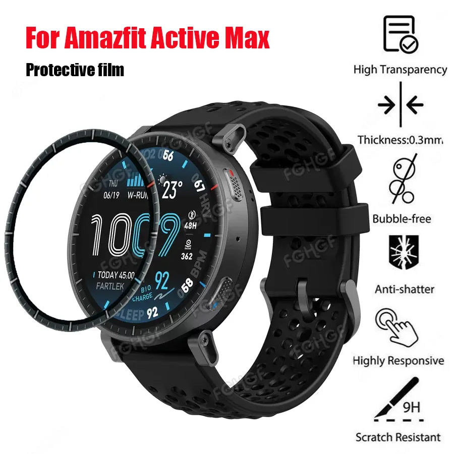    Protetor de tela anti-arranhões para amazfit active max, película protetora de cobertura total para amazfit active max, acessório não é de vidro