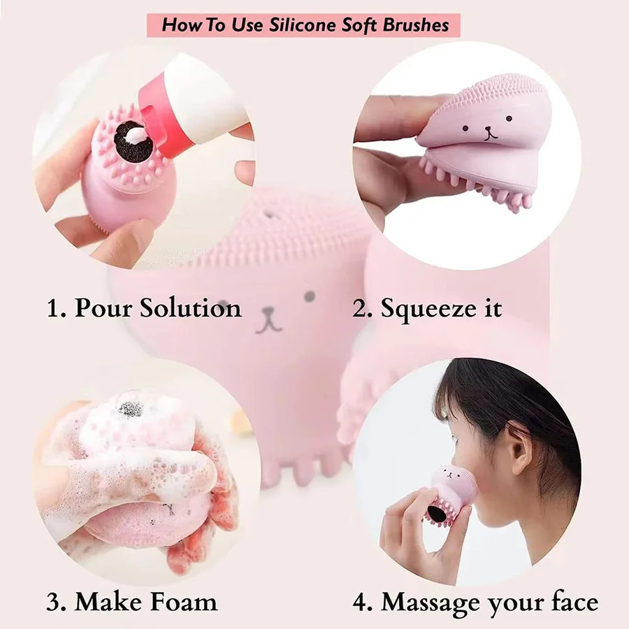 Siliconen Gezicht Reinigingsborstel Octopus Facial Diepe Porie Huidverzorging Scrub Cleanser Massage Peeling Schone Borstel Gezichtsverzorging Tool