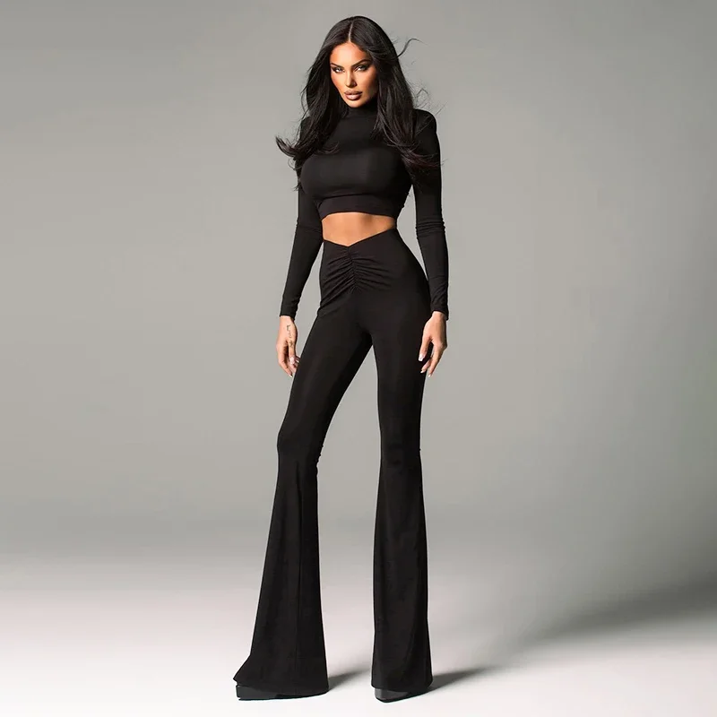 Autumn Casual Tracksuit Women 2024 Long Sleeve Basic Y2K Tops Long Low Waisted Sexy Fashion Pants Elegant Two Piece Set