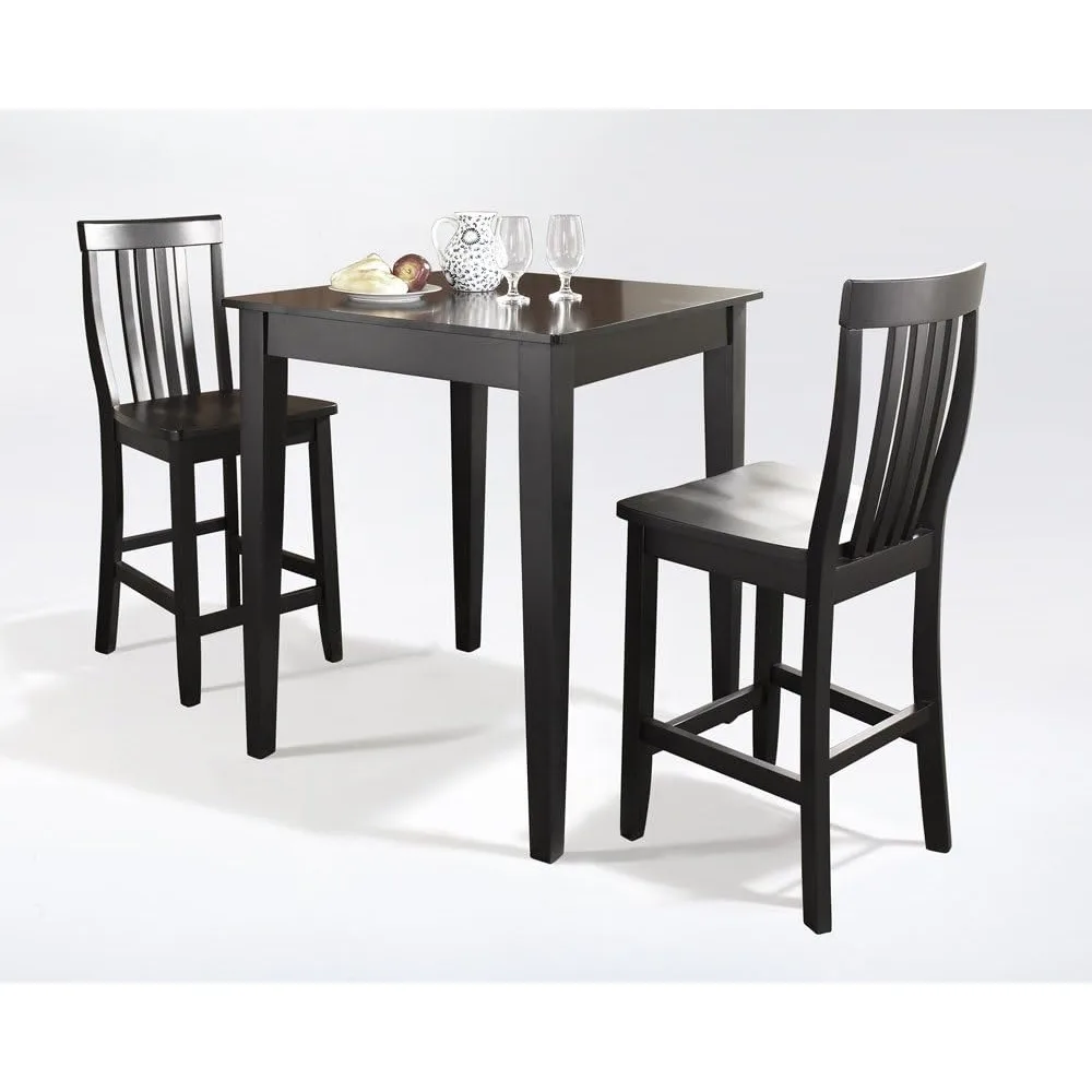 3-Piece Bar Table with 2 Counter Height Stools, Black