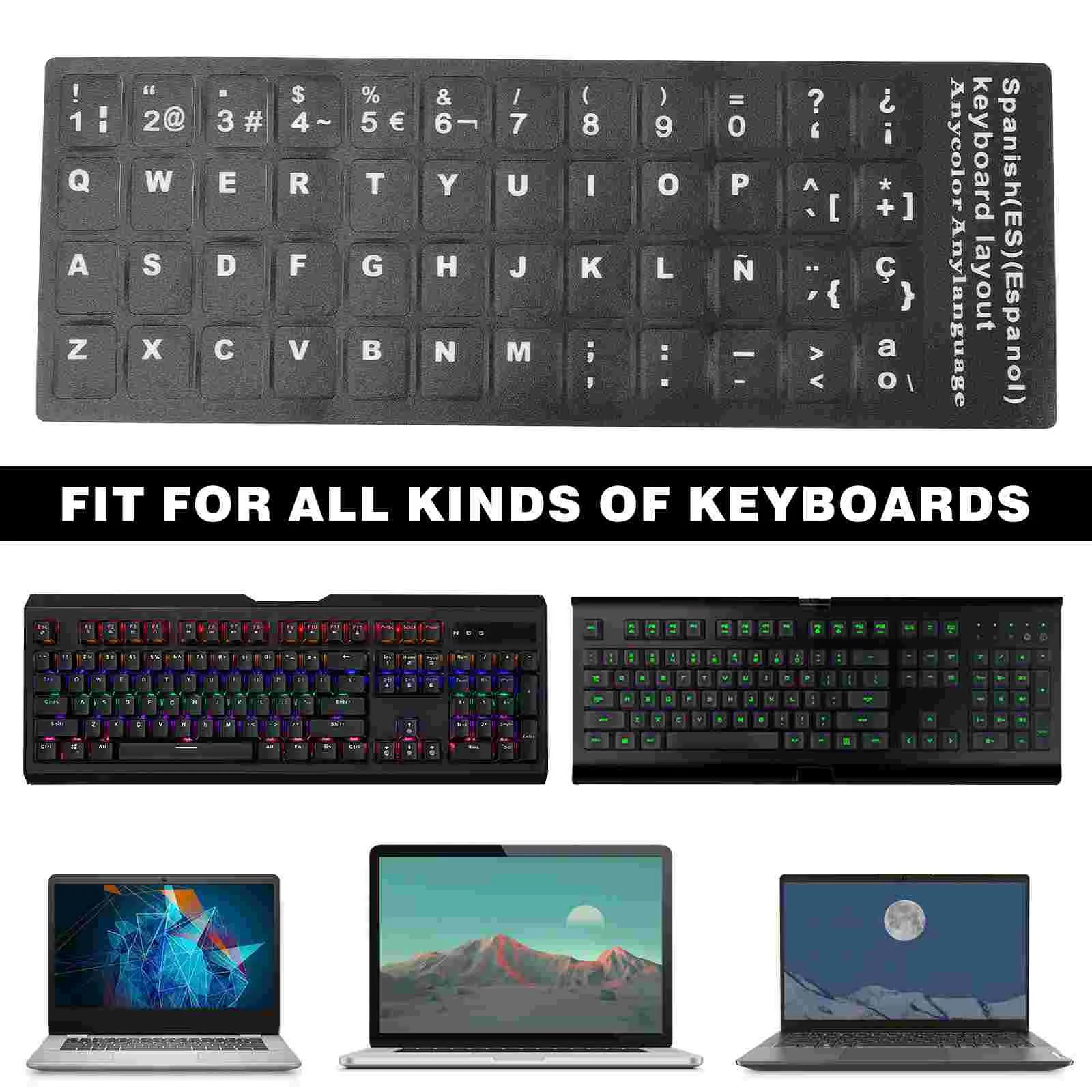 10 Sheets Laptop Keyboard Qwerty Stickers Letter For Computer Universal Pvc Replacement Office Laptop Accessories