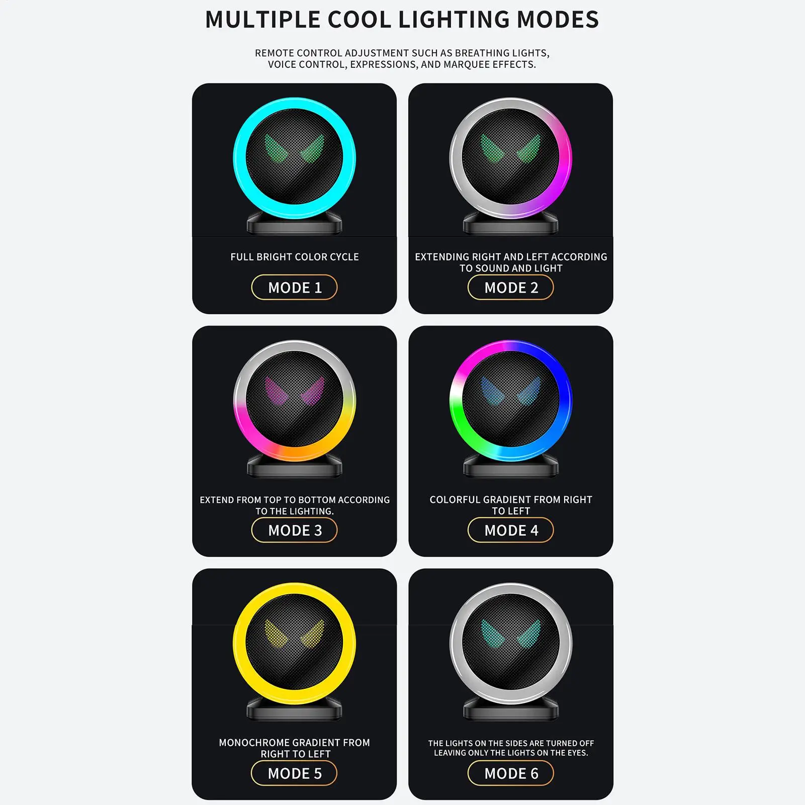 Динамики RGB, светодиодный динамик, RGB окружающее освещение, ритм, автомобильный диффузор окружающего освещения для DJ, стерео, настольный автомобиль, вечеринка, гостиная