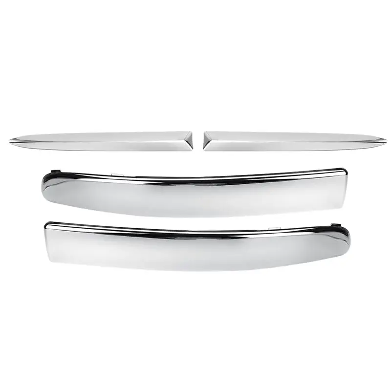 

4PCS Chrome Front Bumper Moulding Trim Strips Set For FIAT 500 2007-2015 Exterior Bar Lower & Upper Trim Panel Replacement