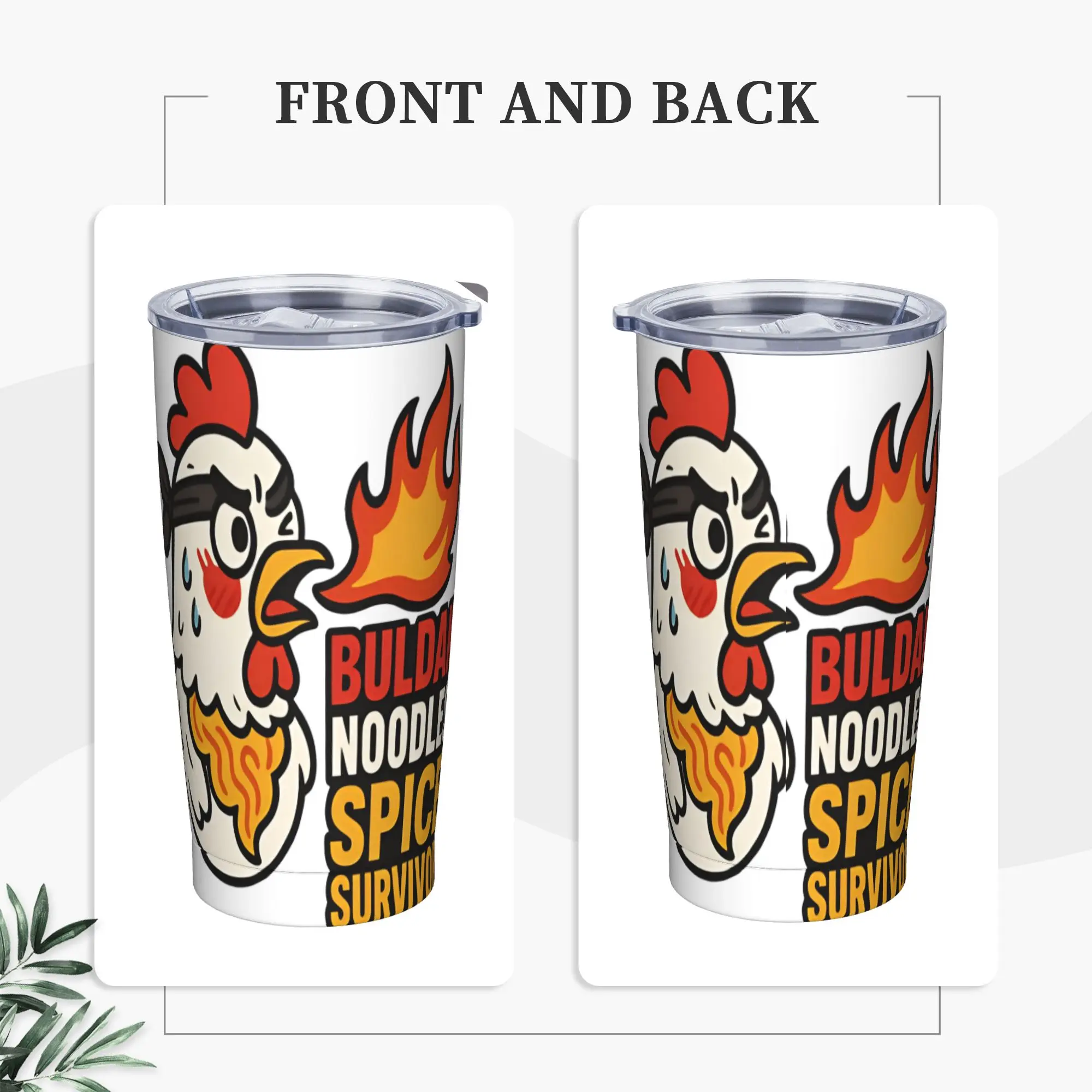 Vaso Térmico de Acero Inoxidable con Diseño de Buldak Noodles Spice Survivor, Taza Térmica Aislada, Botella de Agua Fría y Caliente Personalizada para Conducir