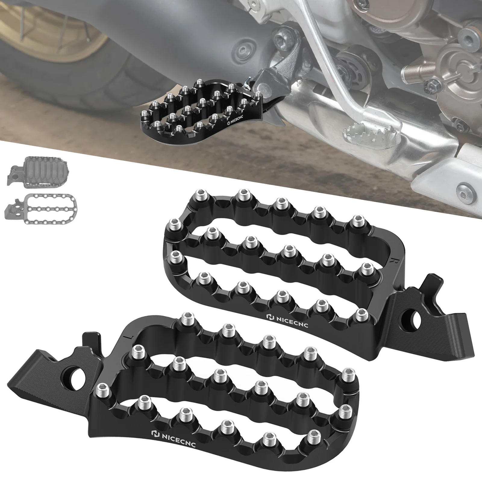 

NICECNC Motorcycle Forged Footpeg Large Footrests for Honda CRF1100L Africa Twin CRF 1100 L 2020 2021 2022 2023 2024 2025